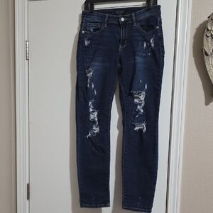 Judy Blue Dark Blue Distressed Boyfriend Jeans